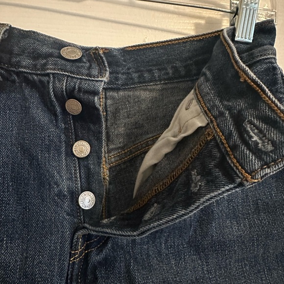 Levi's Dark Blue Denim Cutoff Shorts - Frayed Hem - Picture 3 of 4